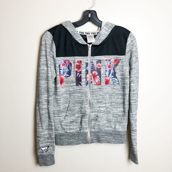 VS Pink Tropical Full Zip Hoodie - Picture 1 of 8